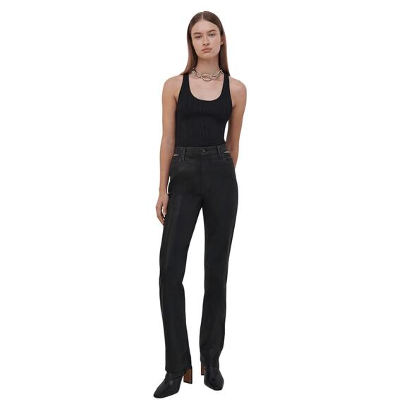 Jonathan Simkhai NWT Amelia Straight Leg Denim in Black Coated Size 32 - Picture 1 of 9